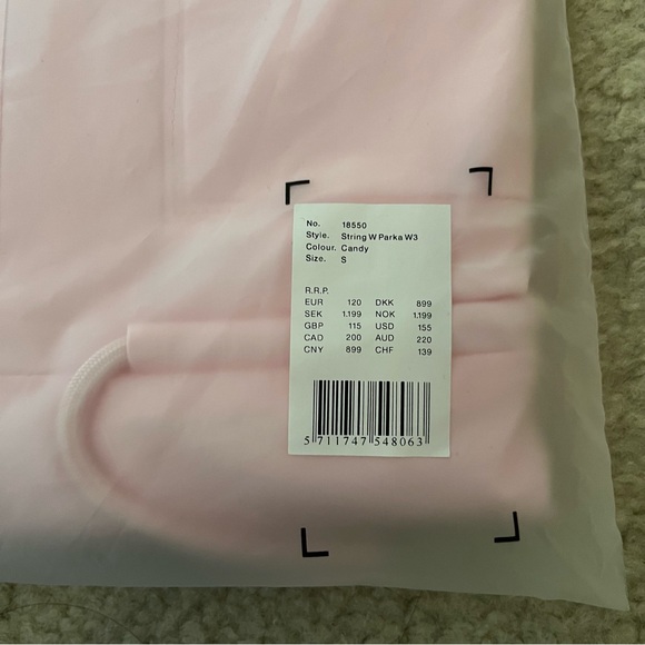 Brand New RAINS String W Parka Jacket Small $155 Pink Candy Style 18550 - Picture 9 of 9